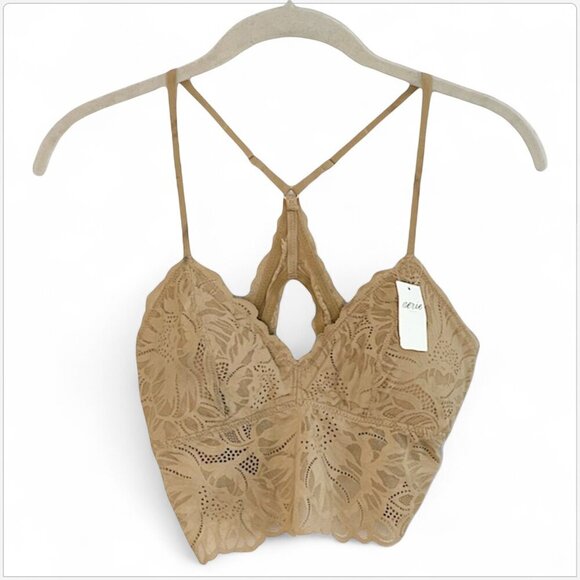 Aerie American Eagle Holiday Best Lace Padded Racerback Bralette Bra Top NWT S - Picture 2 of 4